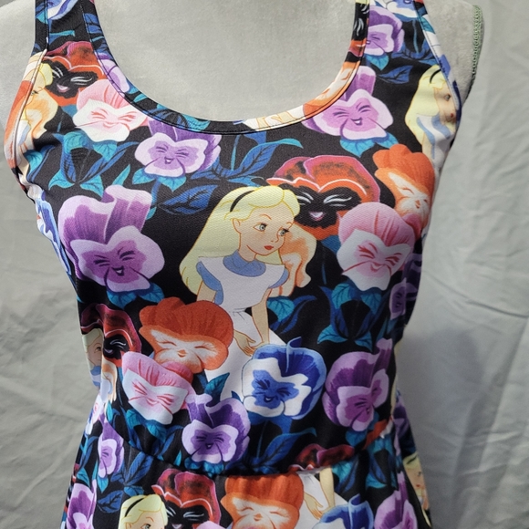 Disney Hot Topic Alice in Wonderland Floral Pansies skater dress - Picture 5 of 7